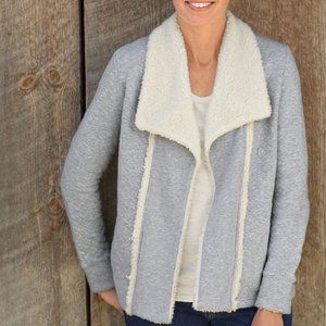Ll Bean Sherpa Trim Cozy Cardigan 